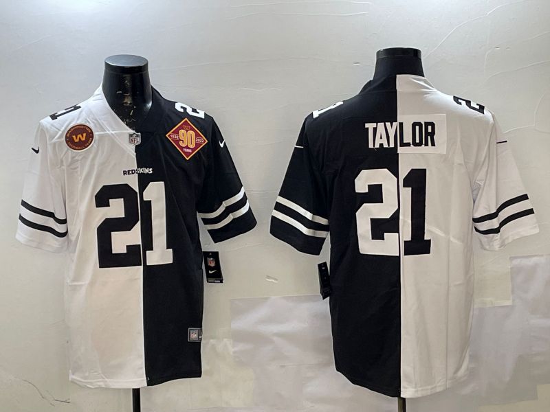 Men Washington Commanders 21 Taylor White Black Fashion 2025 Nike Limited NFL Jersey style 4